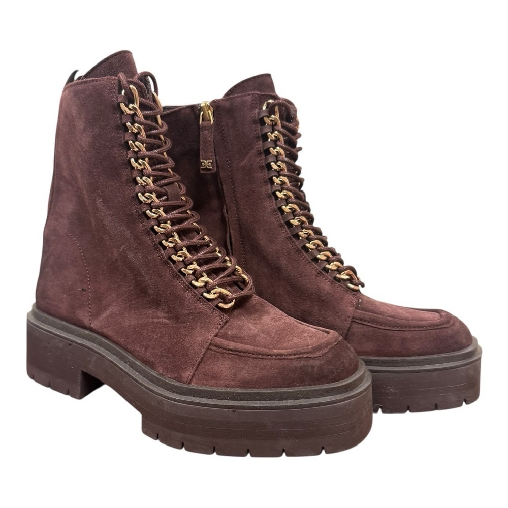 Sam Edelman Womens Lovrin Platform Combat Burgundy Suede Lace Up Boots 7 EUC - Picture 5 of 11